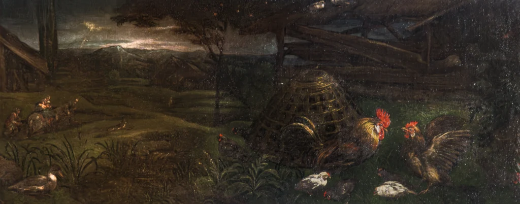 Paisaje con animales de corral