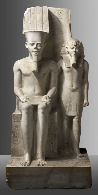 Group Statue of Amun and Tutankhamun, Inscribed for Horemheb