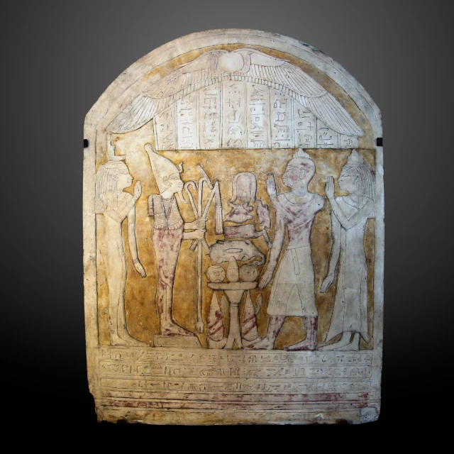 Stela of Khonsuirdis and His Wife Worshipping Osiris and Isis