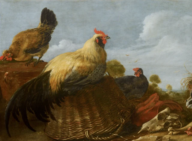 Cock and Hens in a Landscape