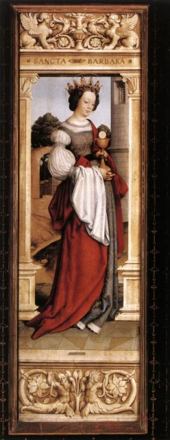 St Sebastian Altarpiece, Left Wing: St Barbara