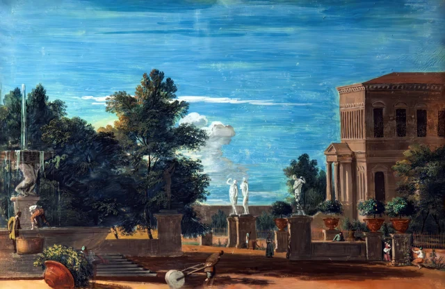 View of the park of a villa