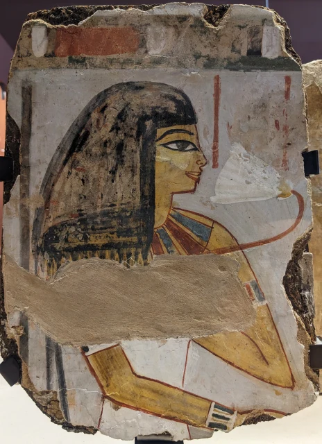 Wall Painting Fragment with a Woman Smelling a Lotus Flower