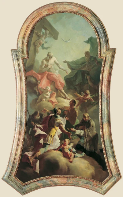 Die Heilige Dreifaltigkeit mit den Heiligen Rochus, Florian, Sebastian und Johannes Nepomuk
