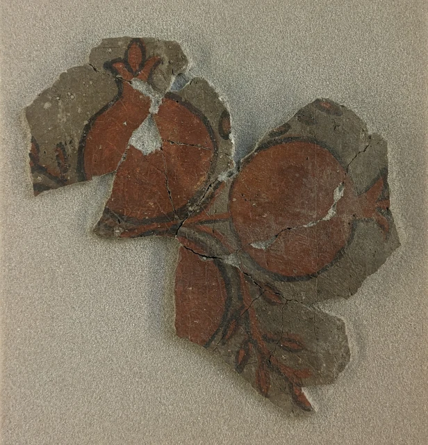 Wall Painting Fragments with Pomegranates and a Greek Inscription, from Dura-Europos