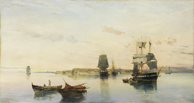 Anchored boats
