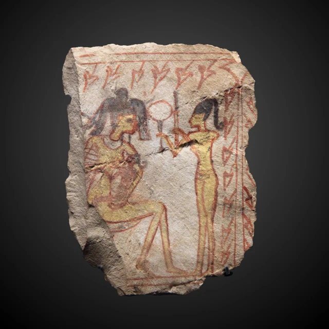 Figured Ostracon: Servant Presenting a Mirror to Her Mistress
