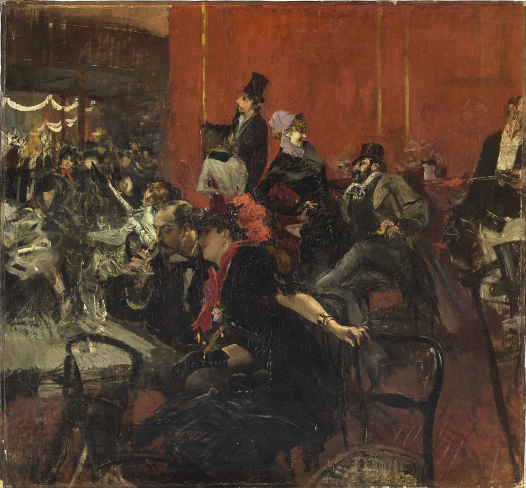 Escena de fiesta en el Moulin Rouge