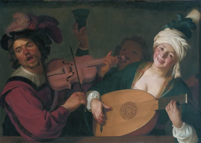 A Merry Group behind a Balustrade