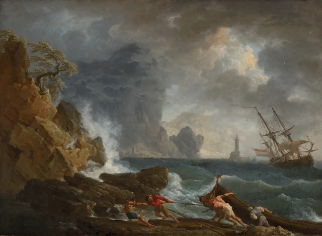 An Italian Harbour in Stormy Weather