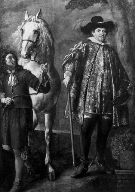 Hendrik van Halmale con il suo cavallo e lo stalliere