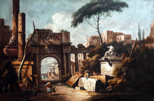 Ruins with a large Arch and Columns
