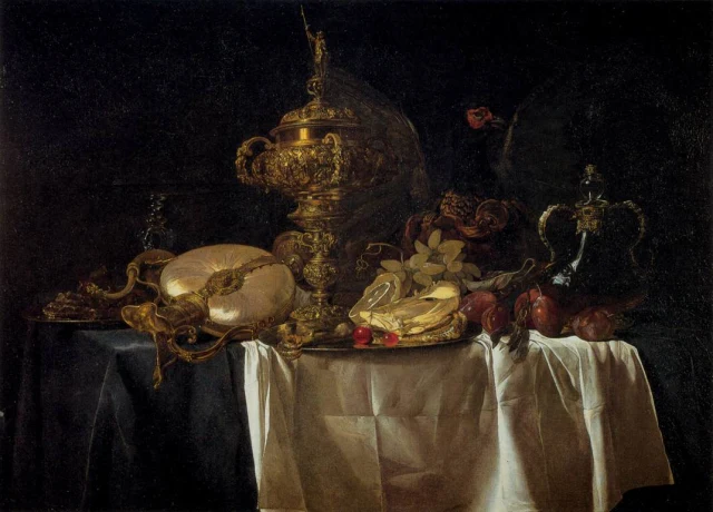 Still Life with Fruit, Parrot, and Nautilus Pitcher
