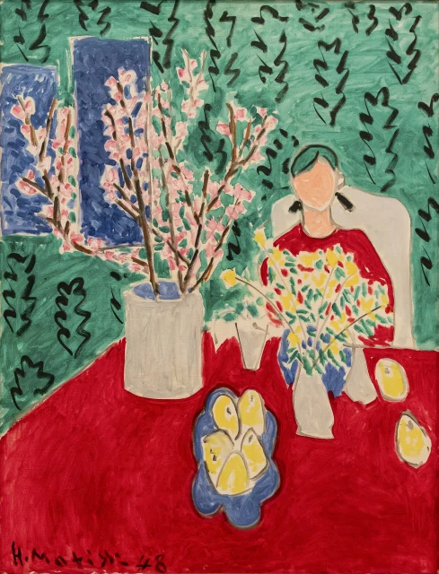 Plum Blossoms, Green Background