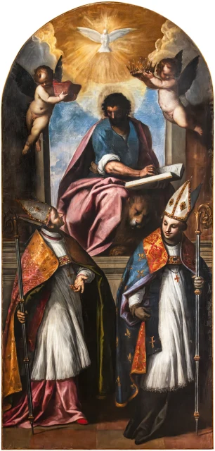 Saint Mark Enthroned with saints Charles Borromeo and Louis of Toulouse