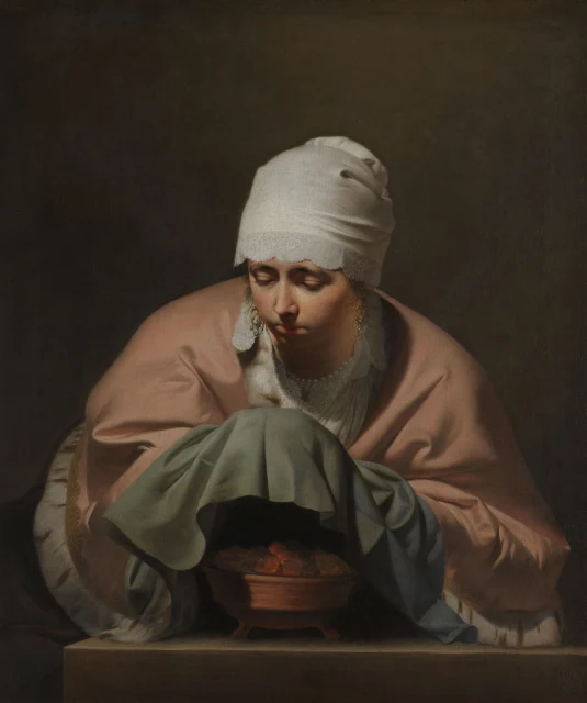 A Young Woman Warming her Hands over a Brazier, Allegory of Winter