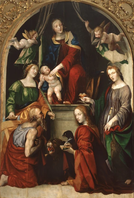 Madonna and Child with Angels and Saints Jerome, Catherine of Alexandria, Lucy and John the Evangelist