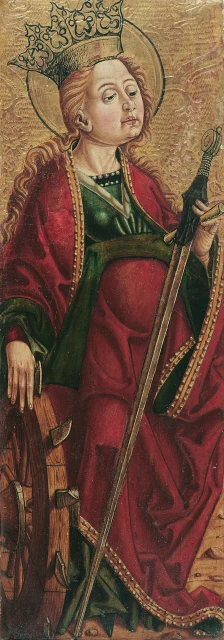 St Catherine (interior) and St Stephen (?) (exterior)