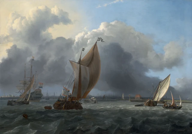 Navires dans la tempête sur l'IJ devant Amsterdam