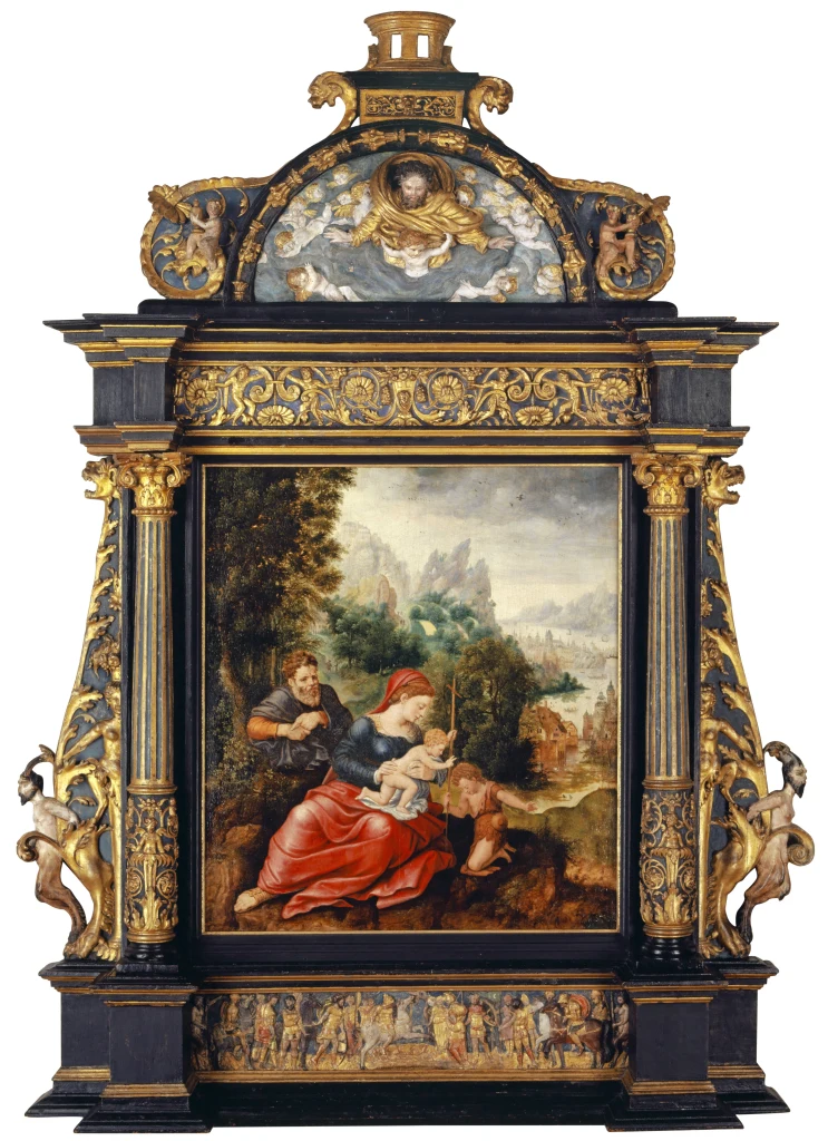 Die Heilige Familie mit dem Johannesknaben in einer Gebirgslandschaft