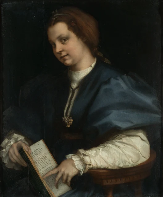Lady with a book of Petrarch's rhyme