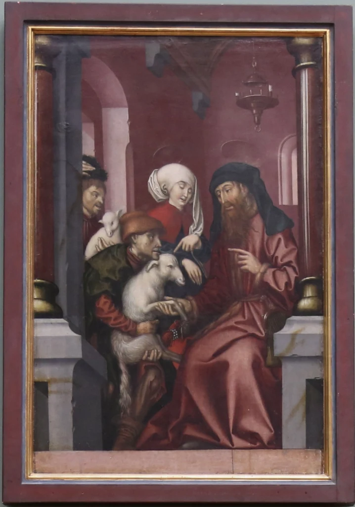 Joachim et Anne choisissant un agneau pour le sacrifice