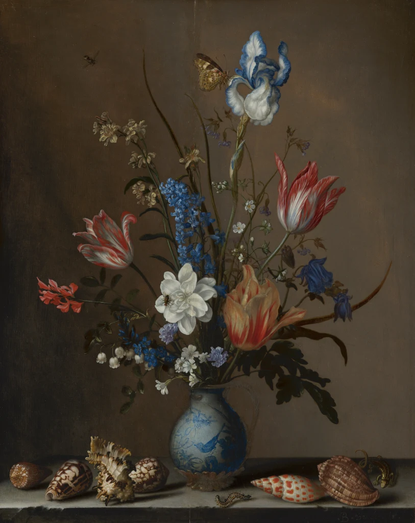 Flores em um vaso Wanli, com conchas
