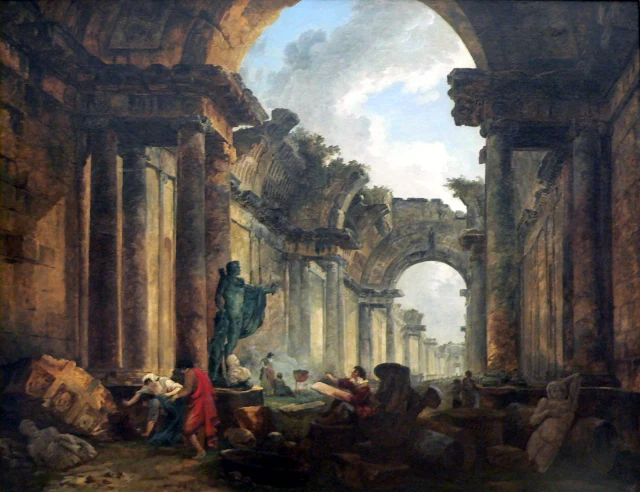 Imaginary View of the Grande Galerie of the Louvre in Ruins